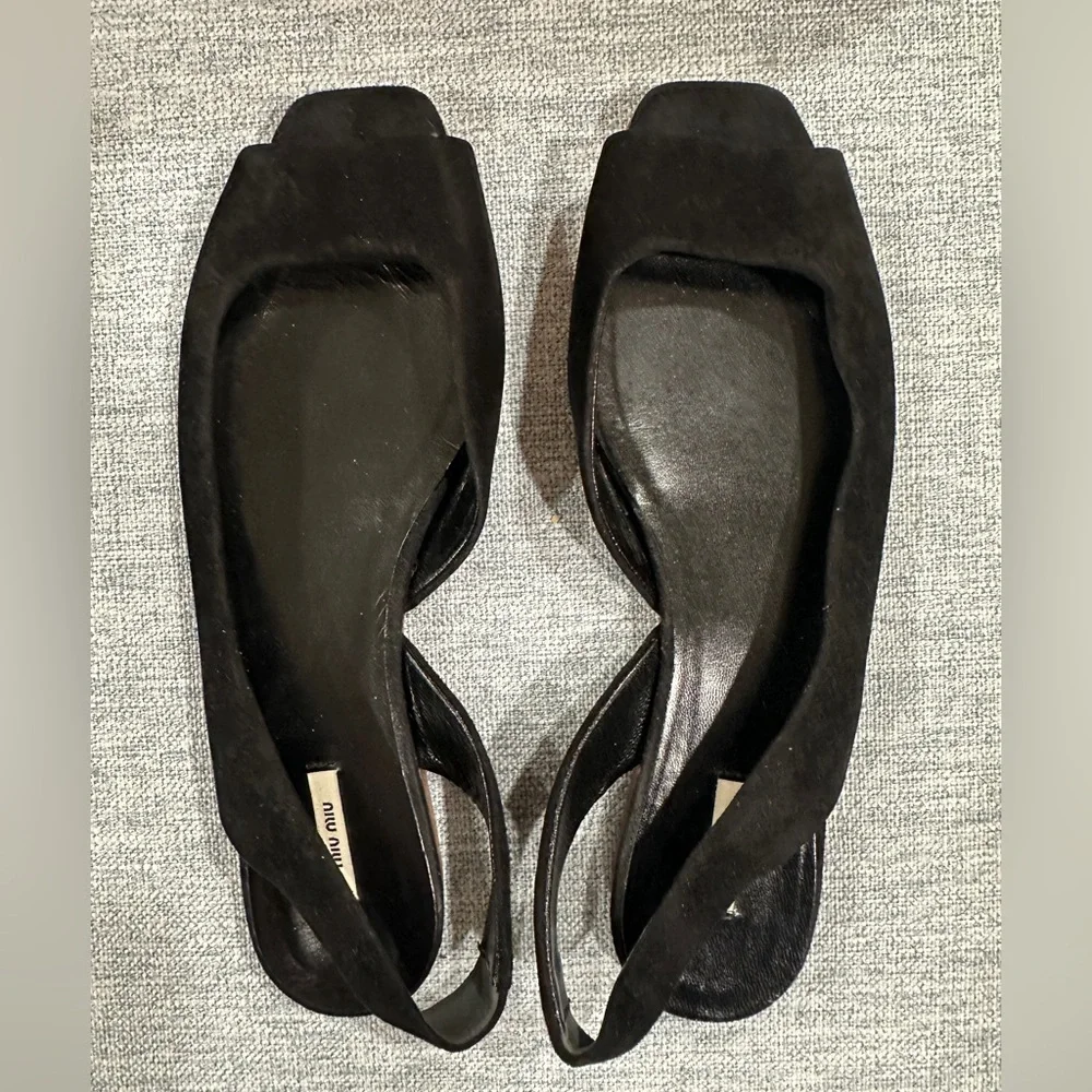 Miu Miu Sling Back Flats in Black